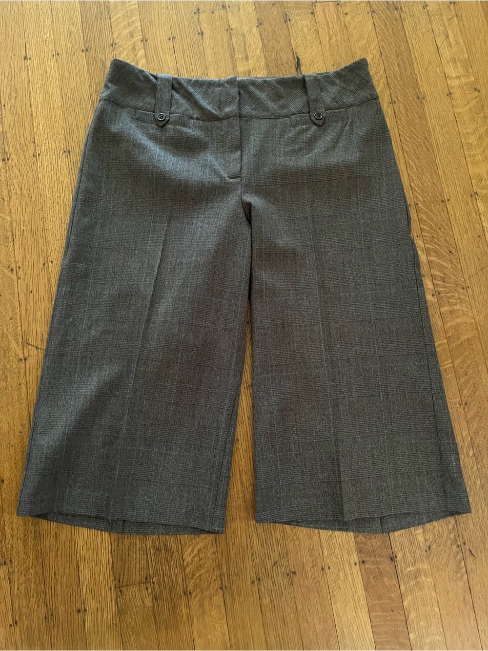 Vintage Gray Wide-Leg Cropped Dress Capris